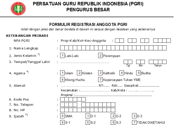 Pendaftaran PGRI Penajam Paser Utara - Persatuan Guru Republik Indonesia Cabang Penajam Paser Utara